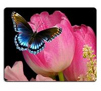 YENDOSTEEN 17P16905 Creatividad Mouse Pad para ratón Mouse Pad de ratón para Juegos Tulip Flower Butterfly Nature Natural Rubber Material