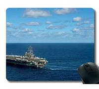 YENDOSTEEN Alfombrilla de ratón con Borde Cosido, USS Ronald Reagan (CVN 76) Alfombrilla de ratón del Buque de Guerra, Alfombrilla Antideslizante con Base de Goma