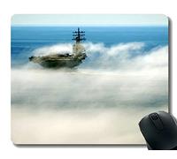 YENDOSTEEN Alfombrilla de ratón con Borde Cosido, USS Ronald Reagan (CVN 76) Alfombrilla de ratón del Buque de Guerra, Alfombrilla Antideslizante con Base de Goma