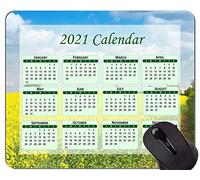 YENDOSTEEN Alfombrilla de ratón con Calendario 2021 de diseño Especial, Alfombrilla de ratón cómoda de la Naturaleza de la Flor del Campo para Juegos y Oficina