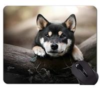 YENDOSTEEN Alfombrilla de ratón de Caucho Natural Impresa con Cachorros para Mascotas Shiba Inu Dog - Bordes cosidos