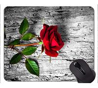 YENDOSTEEN Alfombrilla de ratón de Caucho Natural Impresa con Flor Rosa Rosa roja - Bordes cosidos