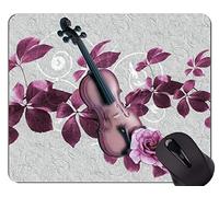 YENDOSTEEN Alfombrilla de ratón de Caucho Natural Impresa con Hojas violín Rosa púrpura Arte - Bordes cosidos