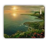 YENDOSTEEN Alfombrilla de ratón, Faro, mar, Orilla del mar, Altura, Amapolas y Flores, Game Office Mousepad