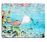 YENDOSTEEN Alfombrilla de Ratón Gaming de Goma Natural - Raya de Peces de Colores y Tiburones de Punta Negra Bajo el Agua en la Laguna de Bora Bora M0A02047