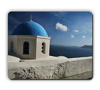 YENDOSTEEN Alfombrilla de ratón, Santorini Grecia Nubes cúpula Iglesia Cielo mar montañas, Juego de Oficina Mousepad