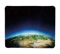 YENDOSTEEN Alfombrilla de ratón Tierra, Rusia Desde el Espacio Noche Estrellada Cielo Vivid Tierras Ciencia Cartografía Decorativo, Azul Verde Claro marrón Cosido Borde