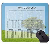 YENDOSTEEN Alfombrilla para ratón Calendario 2021, Hill Lonely Tree Green Alfombrilla para ratón