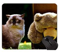 YENDOSTEEN Alfombrillas de ratón, Alfombrilla de ratón British Shorthair Cat Antideslizante, Alfombrilla de Peluche con Borde Cosido