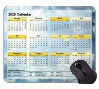YENDOSTEEN Alfombrillas de ratón Calendar 2020 Year Customized, Blue Sky Themed Rubber Mouse Pad
