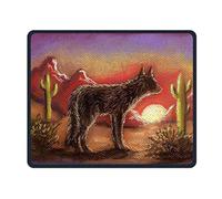 YENDOSTEEN Alfombrillas de ratón Deseos Bordados, Sunset Cactus Canyon Lobo Antideslizante Diseños únicos Alfombrilla de ratón para Juegos Rectángulo
