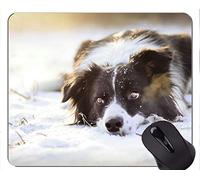 YENDOSTEEN Alfombrillas de ratón Mousemat, Border Collie Perro de Invierno - Bordes cosidos