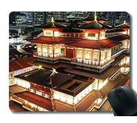 YENDOSTEEN Alfombrillas de ratón Personalizadas, Buda en Loto, Alfombrilla de ratón de Templo de reliquia del Diente de Buda con Borde Cosido