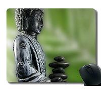 YENDOSTEEN Alfombrillas de ratón Personalizadas, Trabaja Duro, no Olvides tu corazón, Alfombrilla de ratón Buda con Borde Cosido