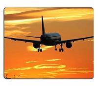 YENDOSTEEN Alfombrillas de ratón Un avión Que aterriza en un Aeropuerto Durante la Puesta de Sol en Vacaciones Cuando viaja Alfombrilla de ráton de Escritorio Personalizada para computadora portátil