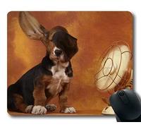 YENDOSTEEN Alfombrillas para Juegos, Perros Jugando Basset Hound, Costura de precisión, Alfombrilla de ratón Duradera