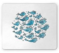 YENDOSTEEN Almohadilla para el ratón de los Peces, Escuela de Peces Que dibuja en un Marco Redondo con un Estampado Floral de Estilo romántico e Indie