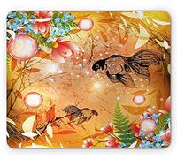 YENDOSTEEN Almohadilla para ratón de Peces, Tema de fantasía, Naturaleza, Fondo Abstracto con Flores e Ilustraciones de Peces