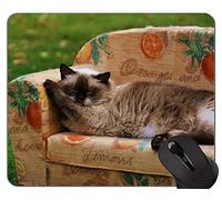 YENDOSTEEN Almohadillas para Mouse, Alfombrilla de ratón Impresa British Shorthair Cat Grass Antideslizante, Almohadilla para sofá con Borde Cosido