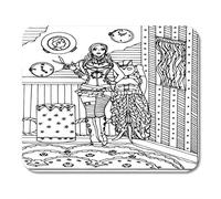 YENDOSTEEN Almohadillas para Mouse Detalles Chica Blanca Steam Punk Colorante Negro Dibujado Muebles Alfombrilla para Mouse para notebooks, Computadoras de Escritorio