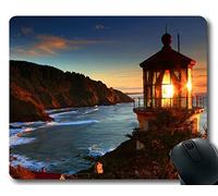 YENDOSTEEN Bordes cosidos Alfombrillas de ratón, Faro mar acantilados Agua lejos Bordes cosidos Camino Alfombrilla de ratón