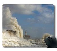 YENDOSTEEN Bordes cosidos Alfombrillas de ratón, Faro mar acantilados Agua lejos Bordes cosidos Camino Alfombrilla de ratón