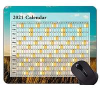 YENDOSTEEN Calendario para 2021 años Alfombrilla de ratón Alfombrilla de ratón de Oficina, Nubes en el Cielo sobre Campos Alfombrillas de ratón