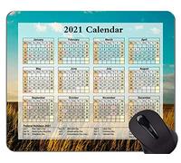 YENDOSTEEN Calendario para 2021 años Alfombrilla de ratón Alfombrilla de ratón de Oficina, Nubes en el Cielo sobre Campos Alfombrillas de ratón