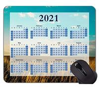 YENDOSTEEN Calendario para 2021 años Alfombrilla de ratón Alfombrilla de ratón de Oficina, Nubes en el Cielo sobre Campos Alfombrillas de ratón