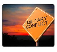 YENDOSTEEN Cojín de ratón de Caucho Natural Conflicto Militar en señal de tráfico de Advertencia en Sunset Sky Fondo M0A14501