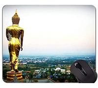 YENDOSTEEN Cojín de ratón de Encargo único Mousepad, cojín de ratón de la Estatua de Buda Buddah de la República de Corea con el Borde Cosido