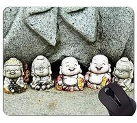 YENDOSTEEN Cojín de ratón de Goma Antideslizante del Juego, cojín de ratón de la Estatua de Buda del jardín de los filósofos con el Borde Cosido