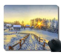 YENDOSTEEN Cojín de ratón de Yanteng, cojín de ratón de la luz del Sol del árbol de la Cerca del Invierno de la Nieve