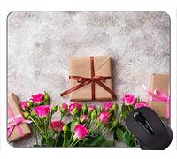 YENDOSTEEN Cojín de ratón del rectángulo, Flor Muerta del Regalo de Rose Vida - Bordes cosidos