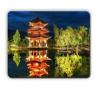 YENDOSTEEN Cojín de ratón, Pagoda del Cielo de la Noche del Lago del Bosque de China, cojín de ratón de la Oficina del Juego