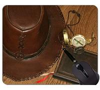 YENDOSTEEN Compass Mouse Pad con Borde de Bloqueo, brújula, Cuerda y Gafas, Alfombrillas para ratón de Viaje