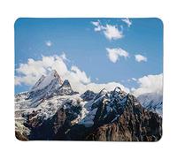 YENDOSTEEN Decoración de la casa del Lago, Paisaje de montaña Nevada en Verano Patrón de Belleza Natural de Cielo Nublado, Blanco Azul Marrón Borde Cosido Antideslizante