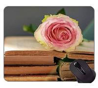 YENDOSTEEN El cojín de ratón del rectángulo, Libro Rosado de Rose subió la Vida todavía - Bordes cosidos