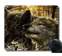 YENDOSTEEN Gaming Mouse Mat, Animal Wolf Light Mousepad Respaldo de Goma Antideslizante