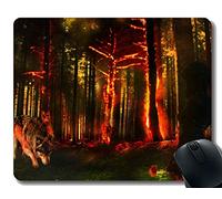 YENDOSTEEN Gaming Mouse Pad Custom, Forest Fire Wolf Rose Blood Inicio Oficina Accesorios de Ordenador Alfombrillas