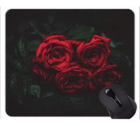 YENDOSTEEN Gaming Mouse Pad Custom, Red Rose Nature Rose Flower - Bordes cosidos