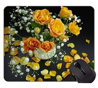 YENDOSTEEN Gaming Mouse Pad Custom, Yellow Rose Rose Flower - Bordes cosidos