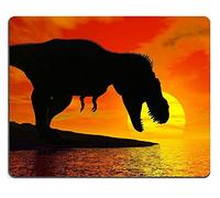 YENDOSTEEN Mouse Pad para Juegos Mouse Pad Tiranosaurio Rex Silueta Que Quiere Beber Agua al Atardecer Rojo PN00X4154