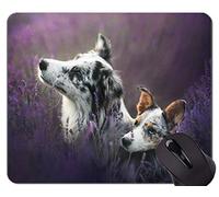 YENDOSTEEN Mousemat Almohadillas para ratón, Cachorros, Perro de Pastor Australiano, Lavanda, Bordes cosidos