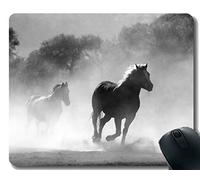 YENDOSTEEN Mousepad de Goma Personalizado, Caballo Salvaje del Deporte de la Velocidad con la Frontera Cosida