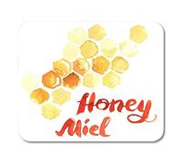YENDOSTEEN Naranja Marrón Abeja Panal Amarillo con Letras Decir Miel y Miel en Acuarela en Blanco Alfombrillas de ratón Coloridas Alfombrilla para ratón Adecuado para
