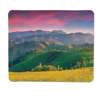 YENDOSTEEN Naturaleza, Verano Amanecer en Las montañas con colinas y Valles en Morning Light Deco Decorativo, Multi Stitched Edge Antideslizante