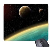 YENDOSTEEN Planeta Alfombrilla de ratón, un Planeta Azul y Dos Planetas Amarillos en el Universo Ilustración Patrón rectángulos de Goma Antideslizante Mousepad Juego Alfombrilla de ratón de Regalo