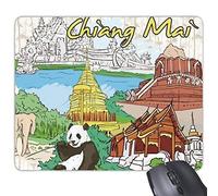 YENDOSTEEN Reino de Tailandia Cultura aduanera Tradicional tailandesa Chiang MAI Panda Templo Ilustración del Arte Rectángulo Alfombrilla de ratón Antideslizante Juego Alfombrilla de ratón