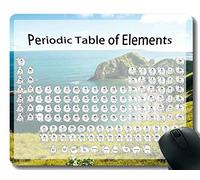 YENDOSTEEN Tabla periódica de Elementos Gráfico de química de Ciencias Alfombrilla de ratón para Juegos, Alfombrillas de ratón temáticas de Coast Beach con Borde Cosido